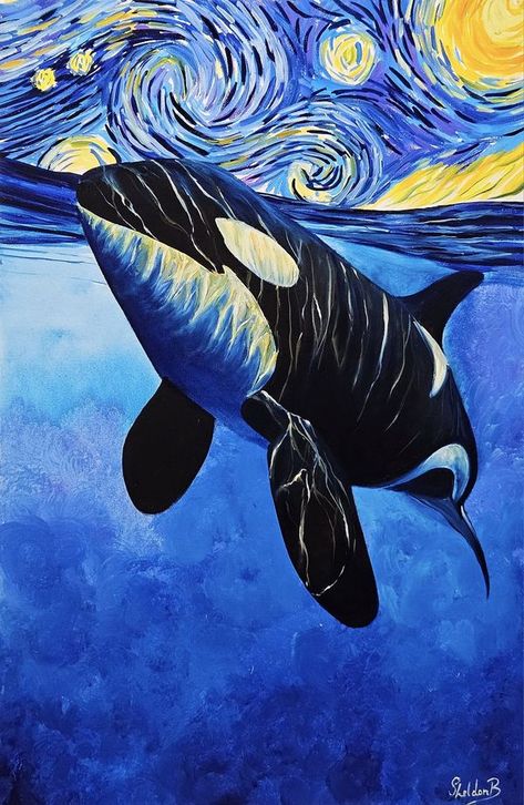 Starry Night Art, Underwater Painting, Butterfly Art Painting, Dragon Artwork Fantasy, Whale Art, Visual Poetry, Dragon Artwork, Ocean Painting, Butterfly Art