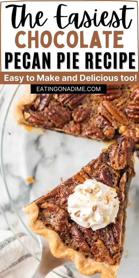 Easy Chocolate Chip Pecan Pie, Pecan Pie Chocolate Chip Recipe, Pecan Pie Recipe With Chocolate Chips, Pecan Pie With Chopped Pecans, Chocolate Chip Pecan Pie Recipe Easy, Choc Chip Pecan Pie, Southern Fudge Pecan Pie, Dixie Pie Recipe, Kentucky Pecan Pie Recipe