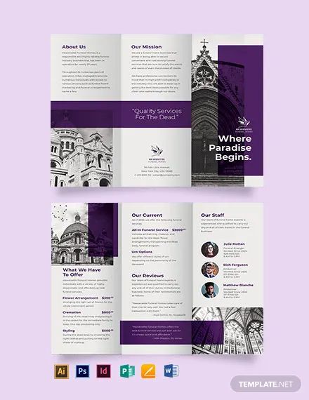 FREE Tri-Fold Brochure Templates - PDF | Word (DOC) | PSD | InDesign | Apple Pages | Publisher | Illustrator | Template.net Informative Brochure Design, Church Brochure Design, Layout Editoriale, Church Brochures, Spa Brochure, Brochure Design Layouts, 잡지 레이아웃, Brochure Design Layout, Brochure Inspiration