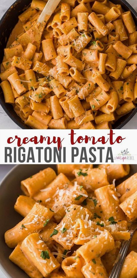 Indulge in a comforting bowl of rich and velvety rigatoni that promises to elevate your pasta night. This delightful dish combines perfectly cooked rigatoni with a luscious, creamy sauce that clings to every bite. Ideal for cozy dinners or impressing guests, this recipe is a must-try for anyone who loves a hearty, flavorful meal. Enjoy the perfect balance of textures and flavors that will leave everyone asking for seconds. Rigatoni Vegetarian, Tomato Rigatoni, Creamy Tomato Pasta, Rigatoni Pasta, Pasta Night, Creamy Tomato Sauce, Vegetarian Entrees, Small Pasta, Pasta Lover