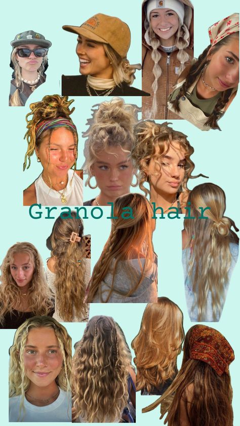 Hairstyle ideas for curly/wavy hair. Up-does, half-up half-down and down hairstyles for everyday occasions. Granola Hairstyles, Hairstyles For Everyday, Granola Style, Curly Wavy Hair, Wavy Curly Hair, Style Hair, Face Hair, Half Up Half Down, Down Hairstyles