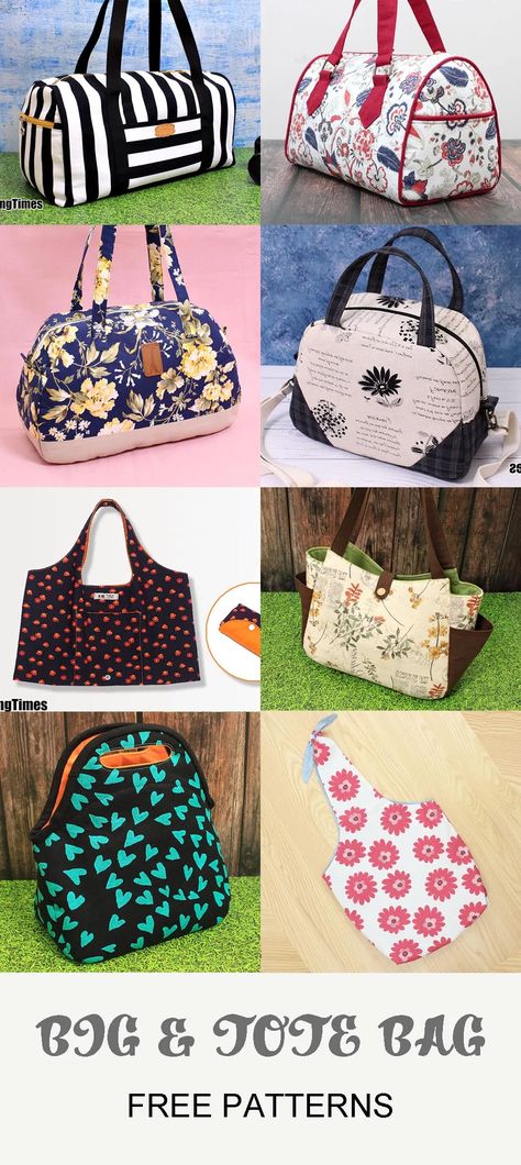 Tote Bag & Big Size Bag Free Patterns – sewingtimesblog Crossbody Bag Tutorial, Diy Pouch, Purse Diy, Pretty Tote Bags, Handbag Tutorial, Recipe List, Handbag Sewing Patterns, Cricket Ideas, Big Tote Bags