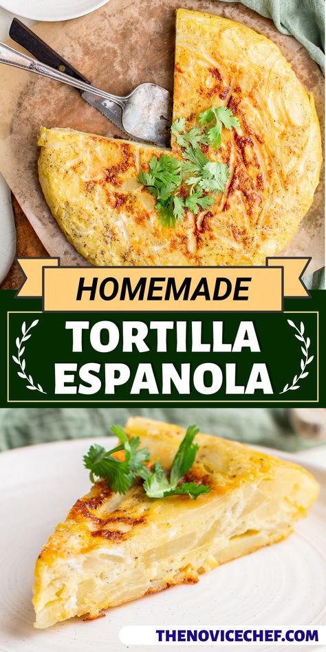 Spanish Potato Omelet, Potato Egg Bake, Spanish Tortilla Recipe, Mexican Cuisine Recipes, Tortilla Espanola, Potato Omelette, Ham And Cheese Omelette, Egg Tortilla, Spanish Potatoes