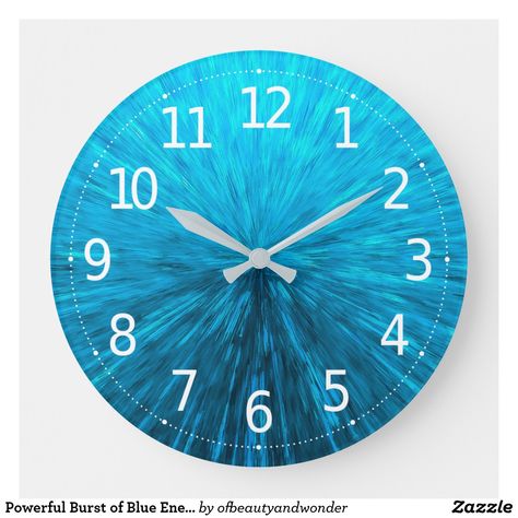 Powerful Burst of Blue Energy | Wall Clock Wall Clock Simple, Blue Wall Clocks, Clock For Kids, Blue Room, Blue Rooms, Acrylic Oil Painting, Diy Creative Crafts, Round Wall Clocks, Diy Creative