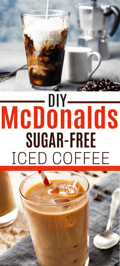 Sugar Free Iced Coffee Recipe, Sugar Free Iced Coffee, Mcdonalds Iced Coffee, Vanilla Iced Coffee Recipe, Homemade Iced Coffee Recipe, Diy Iced Coffee, Healthy Iced Coffee, Mcdonalds Coffee, Coffee Recipe Healthy