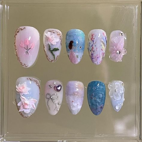 Fairy garden nails 🌸 💗 please credit is use as an inspo Fairy Garden Nails Design, Garden Nails Design, Fairy Tale Nails, Fairy Garden Nails, Slay Nails, Nailart Ideas, Garden Nails, June 21, Nail Extensions