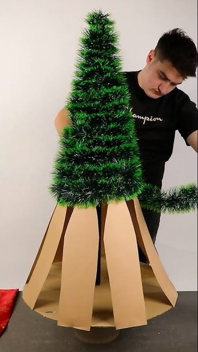 Christmas Paper Tree! #shorts #xmas #christmastree #xmastree Christmas Tree With Cardboard, Foam Board Christmas Tree, Paper Christmas Trees Diy How To Make, Paper Trees Diy, Cardboard Xmas Tree, Christmas Tree From Cardboard, Diy Cardboard Christmas Tree, Christmas Tree Cardboard, Christmas Paper Tree