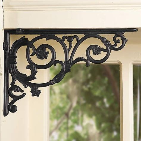 Decorative Cast Iron Corner Brackets Shelf Support on PopScreen Corner Brackets In Doorway, Corner Shelf With Brackets, Decorative Corner Brackets, Shelf Cast Iron, Corbels Exterior, Black Iron Shelf Brackets, Wrought Iron Corner Brackets, Wrought Iron Corbels, Iron Corbels