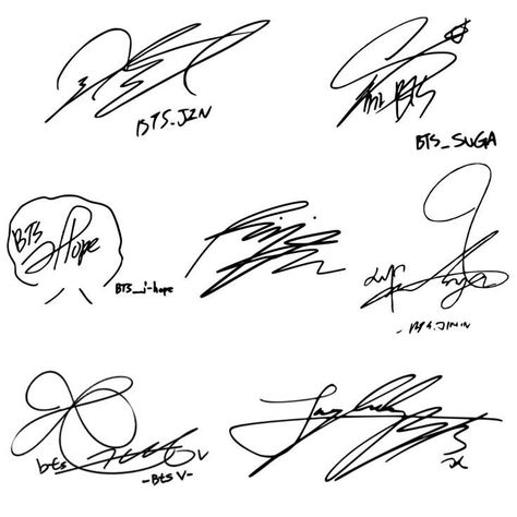 Bts Handwriting, Bts Tattoo Ideas, Bts Signatures, Bts Tattoo, Arm Drawing, Army Tattoos, Bts Name, Bts Tattoos, Bts Stickers