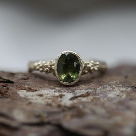 Green Engagement Rings, Bark Ring, Lichen Moss, Green Sapphire Engagement, Green Sapphire Engagement Ring, Green Sapphire Ring, Green Rings, Sapphire Engagement Ring, Green Sapphire