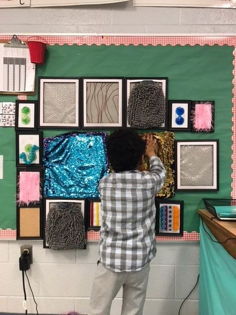 DIY Sensory Wall for a Special Needs Classroom Teacher Room Ideas, Diy Sensory Wall, Special Needs Classroom, Sensory Classroom, Asd Classroom, Diy Sensory, Sensory Wall, Sped Classroom, Life Skills Classroom