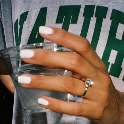 White Nail Polish, Sporty And Rich, Mani Pedi, White Nails, Simple Nails, Natural Nails, Short Nails, Nail Design, Makeup Nails