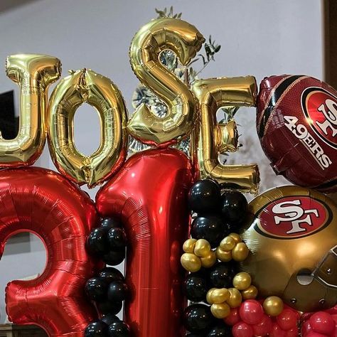 49ers Balloon Garland, 49er Party Ideas, 49ers Party Ideas, 49er Party, 49ers Birthday Party, 49ers Birthday, 49ers Party, Happy 31st Birthday, Happy 31 Birthday