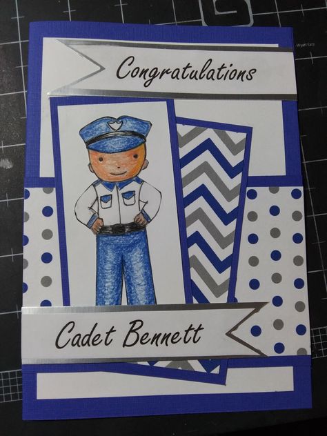 Police Cadet, Congratulations Cards, Birthday Cards For Boys, Cars Birthday, Stamp Making, Congratulations Card, Police Cars, Homemade Cards, Handmade Cards