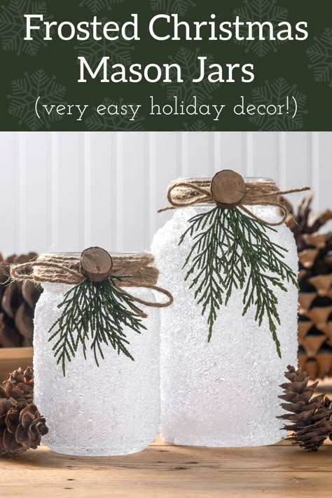 Mason Jar Decor Christmas, Epsom Salt Mason Jar Christmas, Snowy Mason Jar Luminaries, Epsom Salt Jars Gift Ideas, Epsom Salt Christmas Decor, Epsom Salt Candle Jar, Epsom Salt Mason Jars, Mason Jar Epsom Salt Christmas, Epsom Salt Crafts Christmas Decorations