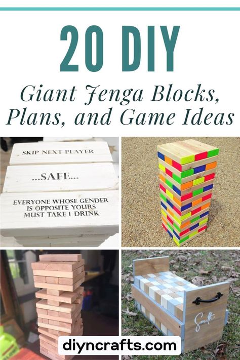 20 DIY Giant Jenga Blocks, Plans, and Game Ideas Personalized Jenga Blocks, Large Jenga Diy, Diy Lawn Jenga, Write On Jenga Blocks, Jenga Game Ideas, Jenga Blocks Diy, Giant Jenga Diy, Big Jenga, Diy Jenga Blocks Ideas