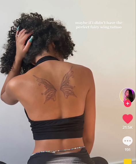 Fairy Wings Tattoo, Fairy Wing Tattoos, Birthday Tattoos, Wing Tattoos On Back, Bestie Tattoos, Tiana Disney, Belly Tattoos, Pretty Hand Tattoos, Chest Tattoos