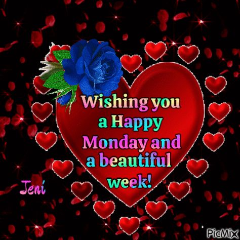 Wishing you a happy monday and a beautiful week Good Morning Happy Monday Gif, Monday Pics, Monday Gifs, Happy Monday Gif, Monday Gif, Happy Monday Pictures, Blessed Monday, Monday Morning Blessing, Happy Thoughts Quotes