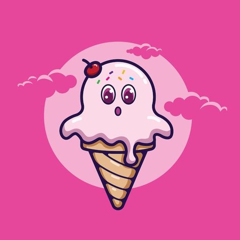 Cricut Logo, Cream Illustration, Ice Cream Cartoon, Halloween Ice Cream, Halloween Drawings, Halloween Cartoons, Illustration Vector, Cartoon Illustration, Halloween Ghosts