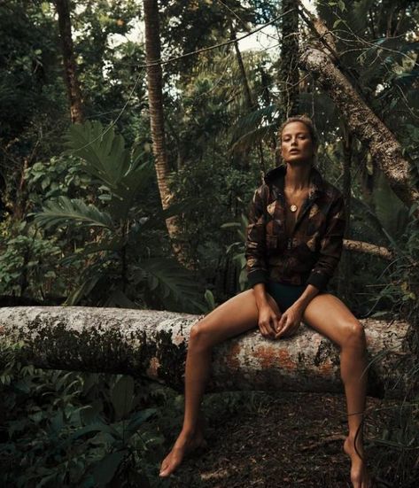 Carolyn Murphy Says 'Welcome to the Jungle', Lensed By Lachlan Bailey For WSJ Magazine May 2018 — Anne of Carversville Springs Photoshoot Ideas, Jungle Fashion Photography, Jungle Woman, Jungle Fashion Editorial, Caroline Murphy, Photography In Jungle Women, Girl In Jungle Aesthetic, Jungle Pictures, Yoga In Jungle