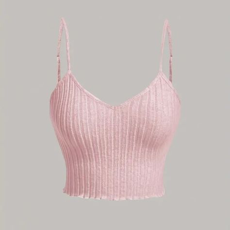 Nwt Joocy Babi Light Pink Ribbed Crop Top With Adjustable Straps, Sz. Lg. Very Soft Material. Fits More Like A Small. Sleeveless Tops Summer, Casual Tanks, Looks Party, Ribbed Crop Top, Pink Outfits, Girly Outfits, Cami Top, Pink Tops, Cute Casual Outfits