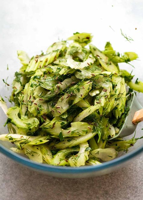 Celery Salad in a bowl, ready to be served Leftover Celery, Celery Recipes, Celery Salad, Holiday Salads, Recipetin Eats, Recipe Tin, Veggie Sides, Side Salad, Delicious Salads