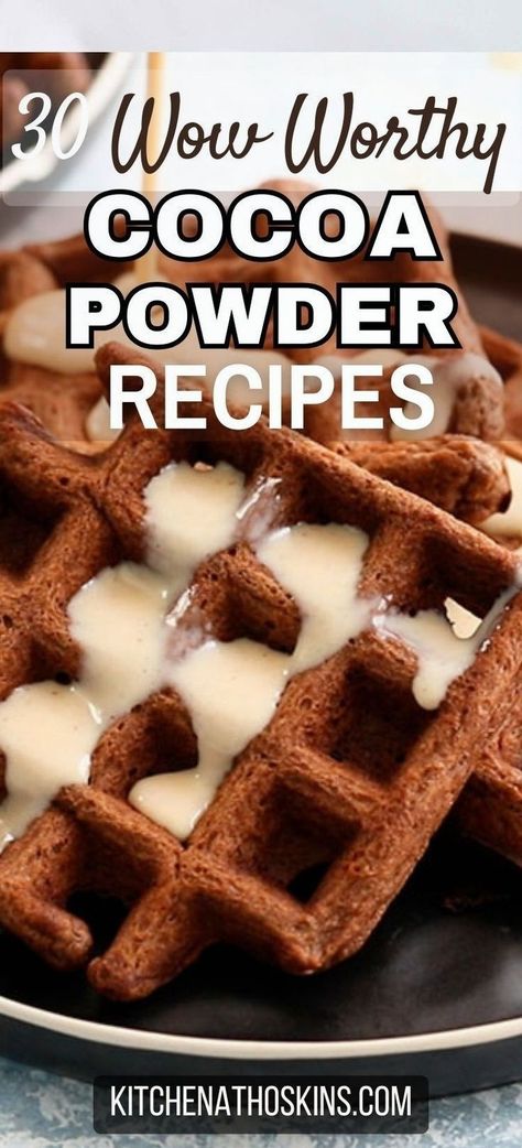 Discover easy cocoa powder recipes that are quick, easy, mostly healthy and also decadent. If you are looking for ideas to use  cocoa powder, then you are sure to find recipes for desserts, no bake snacks, brownies, cookies and also drinks such as hot chocolate at kitchenathoskins.com. Easy Cocoa Powder Recipes, Cocoa Powder Desserts, Cacao Powder Recipe, Peanut Butter Powder Recipes, Baking Powder Recipe, Nestle Recipes, Bake Snacks, Desserts No Bake, Cocoa Powder Recipes