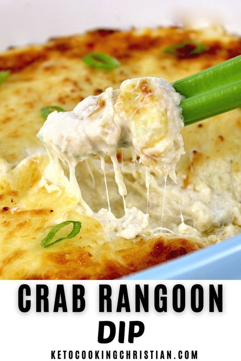 Warm, creamy and cheesy, this Crab Rangoon Dip is the ultimate party appetizer. Serve it with your favorite veggies or low carb chips and watch this irresistible dip disappear! #crabdip #crabrangoon #ketodip #lowcarbdip Crab Recipes Easy, Rangoon Dip, Gluten Free Party Food, Gluten Free Chips, Crab Rangoon Dip, Crab Rangoon Recipe, Low Carb Chips, Low Carb Crackers, Lent Recipes