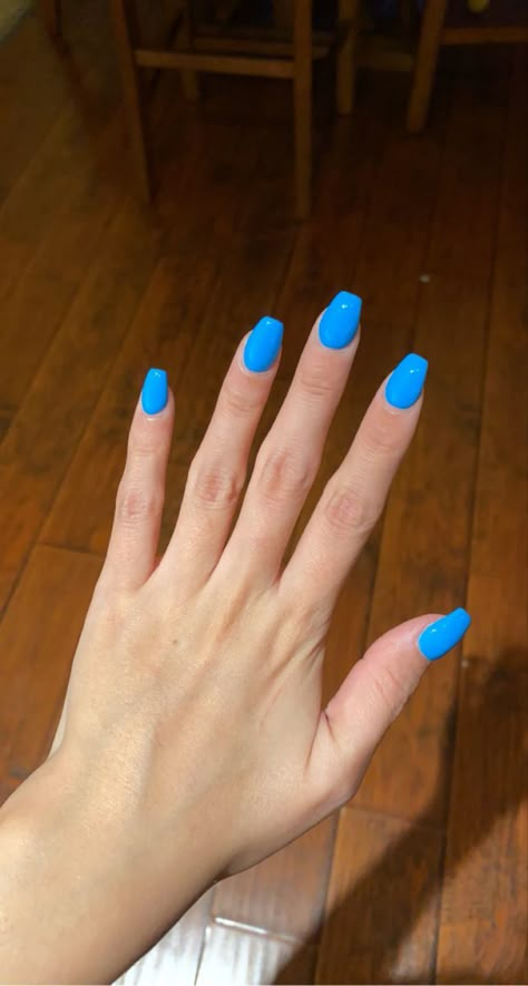 Cute Plain Color Nails, Prom Nails Solid Color, Basic Solid Color Nails, Plain Summer Nail Colors, Spring Break Nail Colors, Single Colored Nails, Bright Solid Nails, Bright Blue Nails Acrylic, Bright Plain Nails