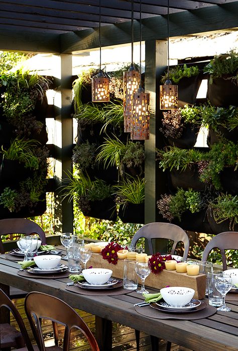 Most Amazing Living Wall and Vertical Garden Ideas Diy Vertical Garden Wall, Garden Wall Ideas, Diy Vertical Garden, Vertical Garden Design, Garden Walls, Outdoor Patio Designs, Vertical Garden Wall, Vertical Herb Garden, Vertical Garden Diy