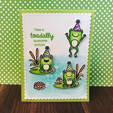 Sunny Studio Stamps Froggy Friends Birthday Card by Kine #sunnystudiostamps Frog Birthday Cards, Frog Cards, Frog Birthday, Customer Card, Sunnies Studios, Lawn Fawn Cards, Atc Cards, Card Sentiments, Birthday Cards For Friends