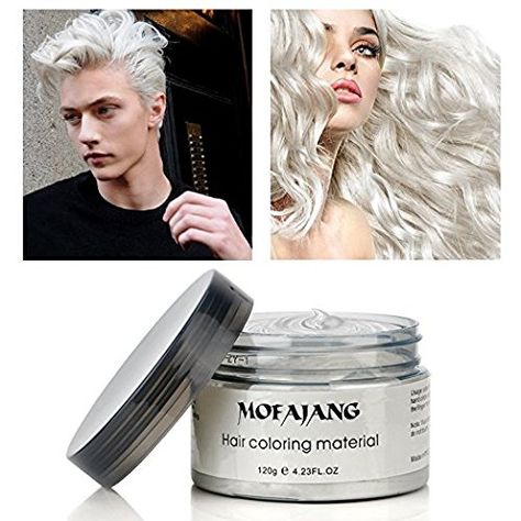 Amazon.com : Temporary White Hair Color Wax, Efly MOFAJANG Instant Hairstyle Cream 4.23 oz Hair Pomades Hairstyle Wax for Men and Women (white) : Beauty Red Purple Hair Dye, Red Purple Hair, Hair Color Wax, Diy Hair Dye, Change Hair Color, Pomade Style, Hair Color Remover, Dyed Hair Purple, Temporary Hair Dye