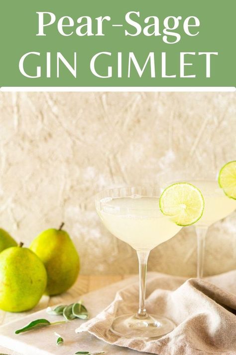 Gimlet Recipe Gin, Pear Gin, Gin Gimlet, Gimlet Recipe, Gimlet Cocktail, Pear Cocktails, Fall Cocktails Recipes, Fall Cocktail, Gin Cocktail Recipes