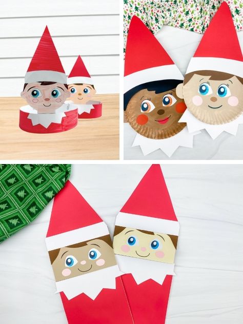 5 Festive Elf On The Shelf Crafts For Kids [Free Templates] Elf On The Shelf Paper Plate Craft, Elf On The Shelf Crafts, Paper Plate Elf, Elf On The Shelf Paper, Shelf Crafts, Elf Crafts, Paper Bag Crafts, Calendar Craft, Shelf Paper