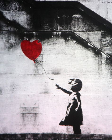 Banksy | Biography, Art, & Facts ... Girl With Balloon, Waterloo Bridge, Banksy Paintings, Its A Girl Balloons, Banksy Graffiti, Banksy Art, Artwork Images, Graffiti Artist, Small Paintings