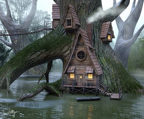 Swamp Hut, Witch Hut, Hut House, Fairytale House, Storybook Homes, Hobbit House, Witch House, Fairy Houses, Fantasy Landscape