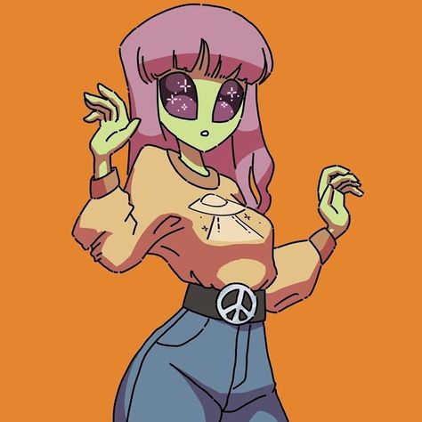 Alien Art Aesthetic, Alien Digital Art, Cartoon Alien Drawing, Cute Alien Art, Cute Alien Drawing, Alien Pfp, Aesthetic Alien, Alien Drawing, Alien Drawings