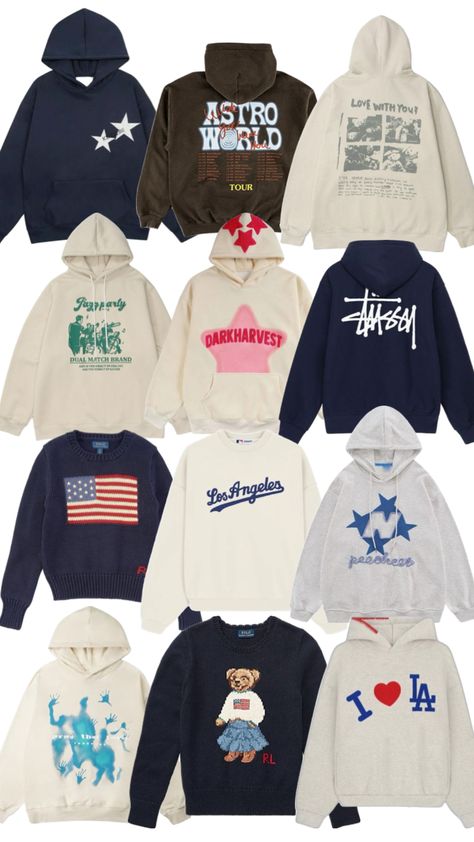 Hoodie sweater inspo #hoodie #sweater #inspo #wishlist #trendy #giftguide Shopping List Clothes, Silly Clothes, Stussy Hoodie, Travis Scott Cactus Jack, Trendy Hoodies, Outfit Inspo Casual, Cactus Jack, Cute Hoodie, Hoodie Brands