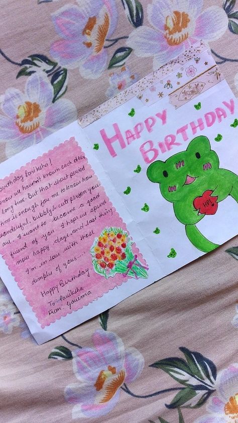 Happy Birthday Border Design, Bff Birthday Card Ideas, Birthday Cards For Bestie, Diy Gifts Videos, Dream Word, Diy Gift For Bff, Best Friend Birthday Cards, Mini Art Journal, Paper Decorations Diy