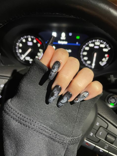 Nightcourt Acotar Nails, Acotar Nails Designs, Acotar Inspired Nails, Acotar Nail Art, Acotar Nails, Night Sky Nails, Nailart Halloween, Space Nails, Sky Nails