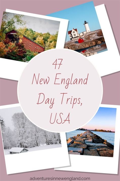 Read on for ideas for New England day trips or ideas on where to stop on a New England road trip. #ThingstodoinNewEngland #NewEnglanddaytrips #bestNewEnglandDayTrips New England Day Trips, American Revolution Battles, England Road Trip, Mystic Aquarium, The Big E, American Impressionism, New England Road Trip, New England States, Old Orchard