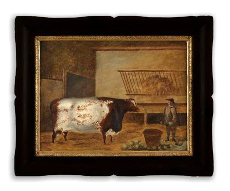 Livestock Painting Robert Young Antiques Robert Young, Turnips, Cow Painting, Ox, On Board, Antique Collection, Farm Animals, Goats, Folk Art