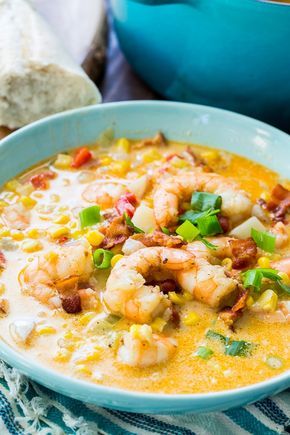 Shrimp And Corn Chowder, Shrimp And Corn Soup, Shrimp Corn Chowder, No Heavy Cream, Soup With Shrimp, Shrimp And Corn, Shrimp Chowder, Shrimp Corn, Cajun Sausage