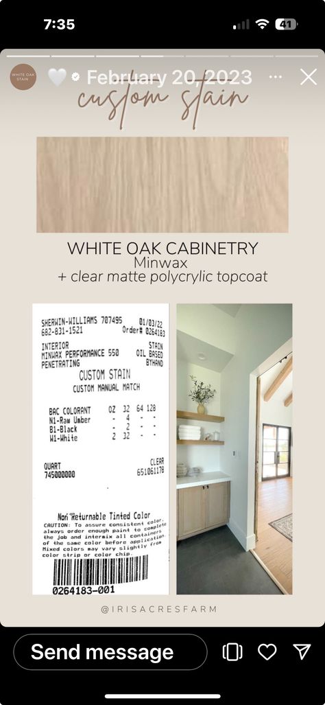 Baja Beige Stain Sherwin Williams, Best White Oak Stain Colors, Stain For White Oak Cabinets, White Oak Kitchen Cabinets Stain Color, White Oak Paint Color, White Oak Wood Stain, White Oak Stain Formula, Stain Mixes, White Oak Stain Colors