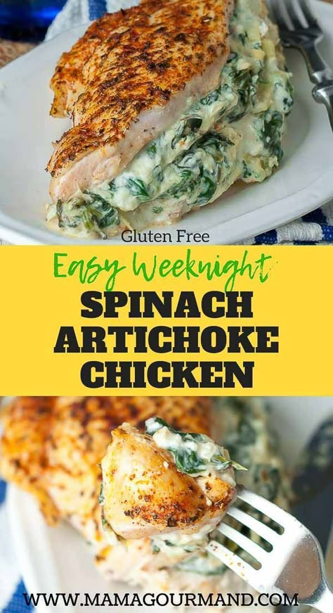 Spinach Artichoke Stuffed Chicken, Artichoke Stuffed Chicken, Spinach Stuffed Chicken Breast, Baked Stuffed Chicken, Artichoke Stuffed, Stuffed Chicken Breast Spinach, Spinach Artichoke Chicken, Stuffed Chicken Breast, Artichoke Chicken