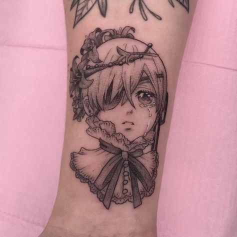 Black Butler Tattoo Ideas, Black Butler Tattoo, H Tattoo, Cute Tats, Black Butler Ciel, Cartoon Tattoos, Tattoo Flash Art, Dope Tattoos, Flash Art