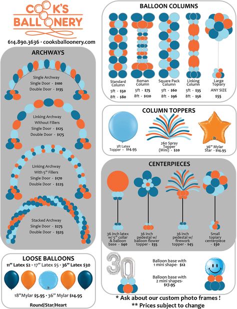 Pricing - Cook's Balloonery Cloud Balloon Column, Balloon Arch Diy, Party Balloons Diy, Balloon Template, Balloon Prices, Deco Ballon, Idee Babyshower, Balloon Garland Diy, Balloon Crafts