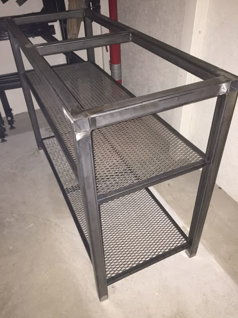 Metal Frame Furniture, Welded Shelves, Industrial Metal Table, Metal Work Bench, Aluminum Welding, Shelves Metal, Welded Furniture, Industrial Kitchen Design, Metal Shelving