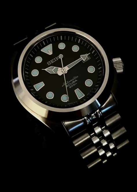 #seiko #skx007 #sumo #diver #gs #watch #hands #smooth #bezel #big #crown Seiko Skx007 Mod, Skx007 Mod, Seiko Skx007, Big Crown, Seiko Mod, Dress Watches, Divers Watch, Seiko 5, Seiko Watches