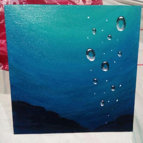 Underwater bubbles Acrylic painting on canvas How To Paint Underwater Bubbles, Underwater Easy Painting, Painting Of Underwater, Simple Underwater Painting, Bubbles Acrylic Painting, Under Water Painting Acrylic, Underwater Abstract Painting, How To Paint Bubbles Acrylic, Acrylic Bubble Painting